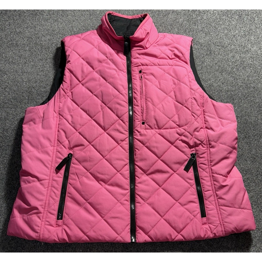 Ralph Lauren Vest Womens‎ XL Black Pink Reversible Zip Up Puffer
